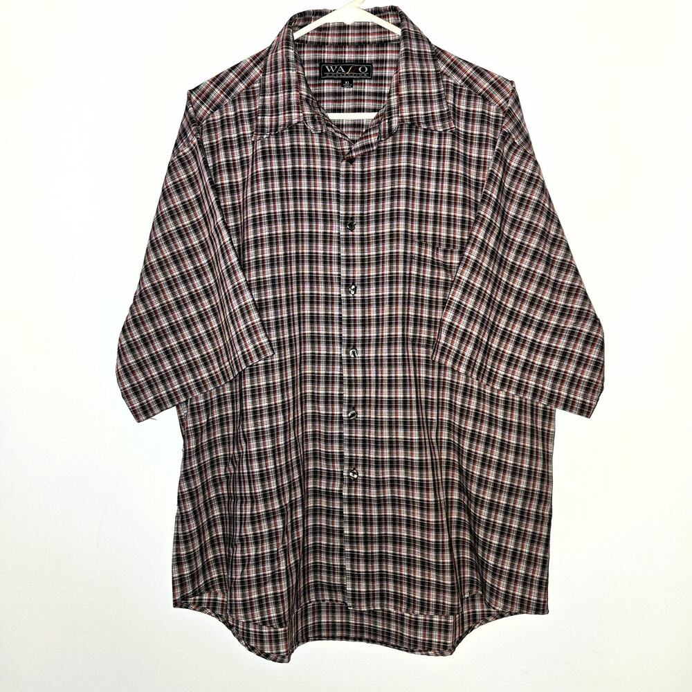 Wasso Collection Mens Red/Black Button-up Plaid Shirt X-Large